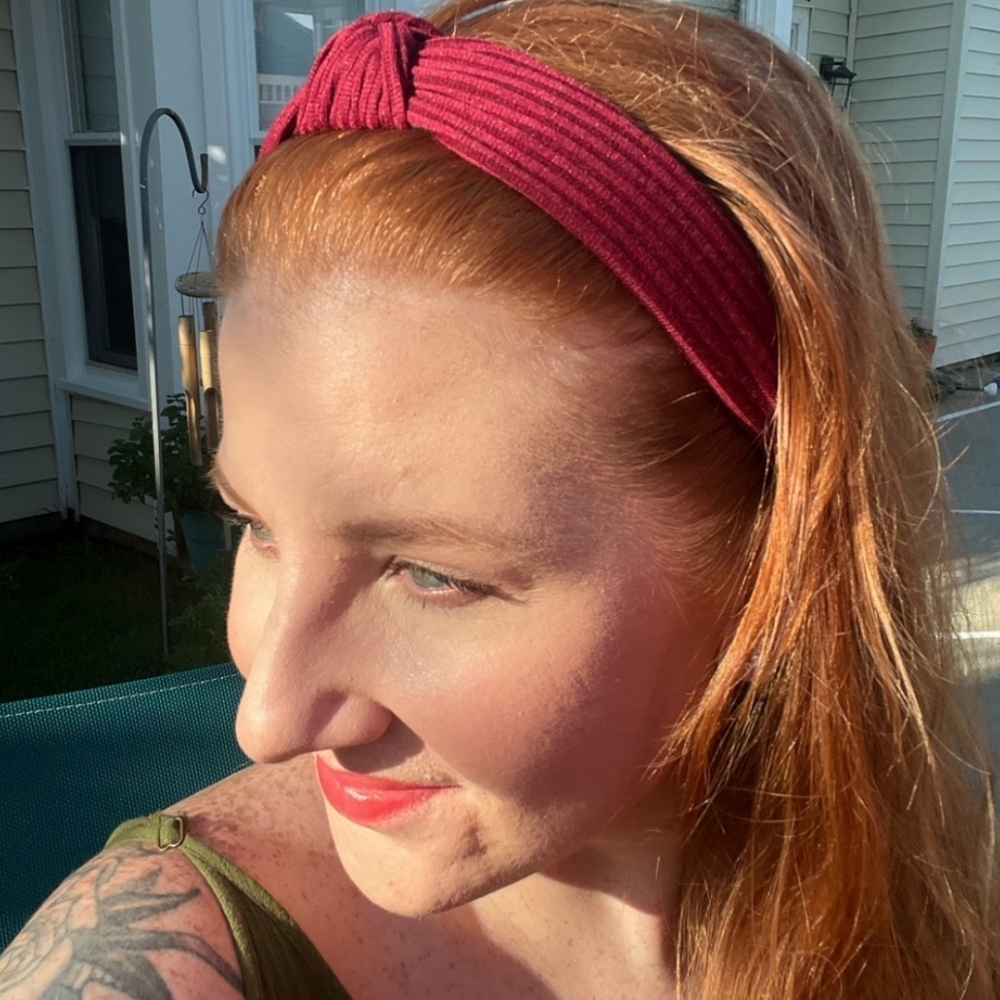 SALE Jersey Knit Casual Top Knot Headband Sangria - Picture 3 of 4